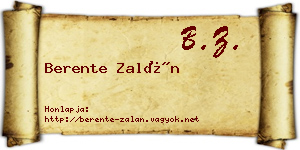 Berente Zalán névjegykártya